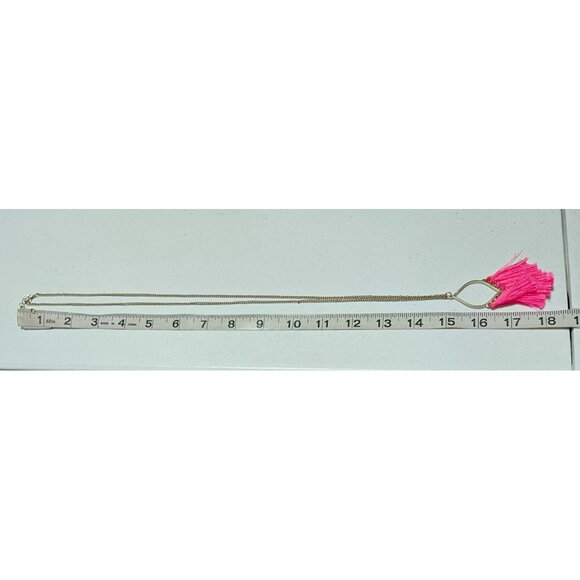 Funky Retro 80s Pink Tassel Pendant Gold Tone Chain Necklace Fashion Jewelry - Picture 5 of 6